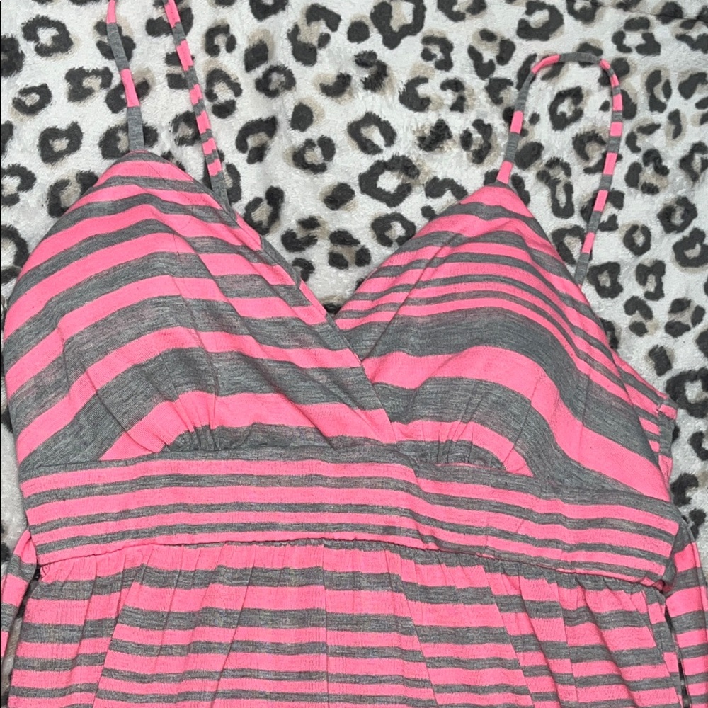 No Boundaries Pink and Gray Striped Maxi Dress - Picture 4 of 9